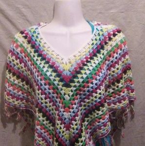 Multicolored Crocheted Poncho